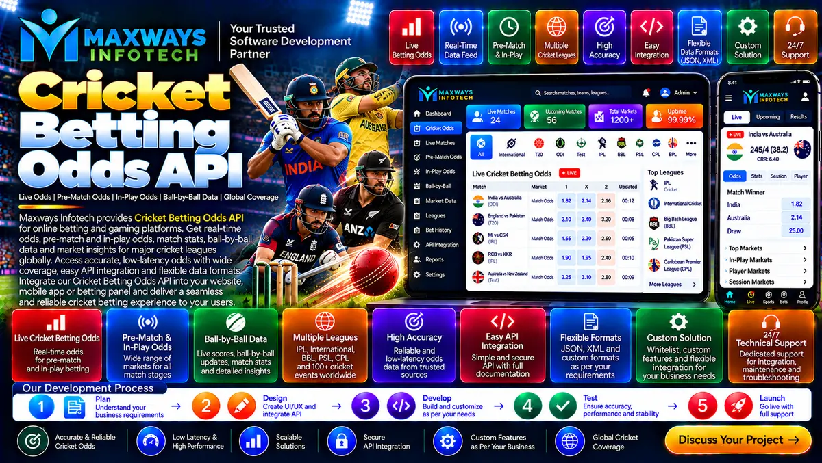 Cricket Betting Odds API interface displaying odds