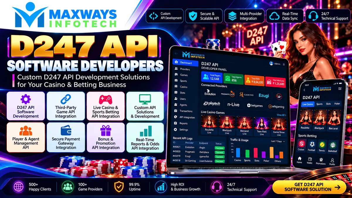 D247 API software developers designing secure API connections between compatible applications, databases, and backend services.