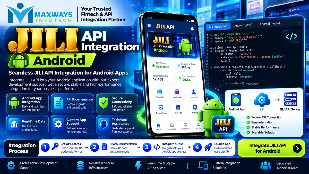 JILI API integration for Android showing mobile ga