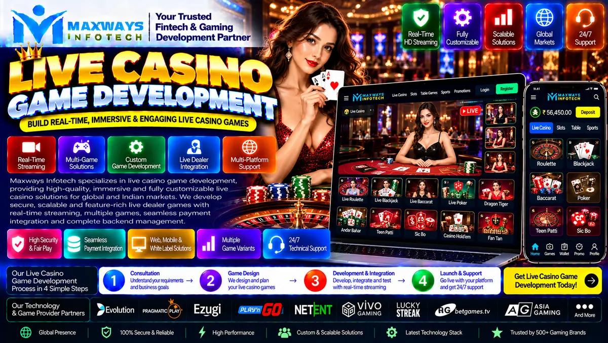 Live casino game development architecture showing