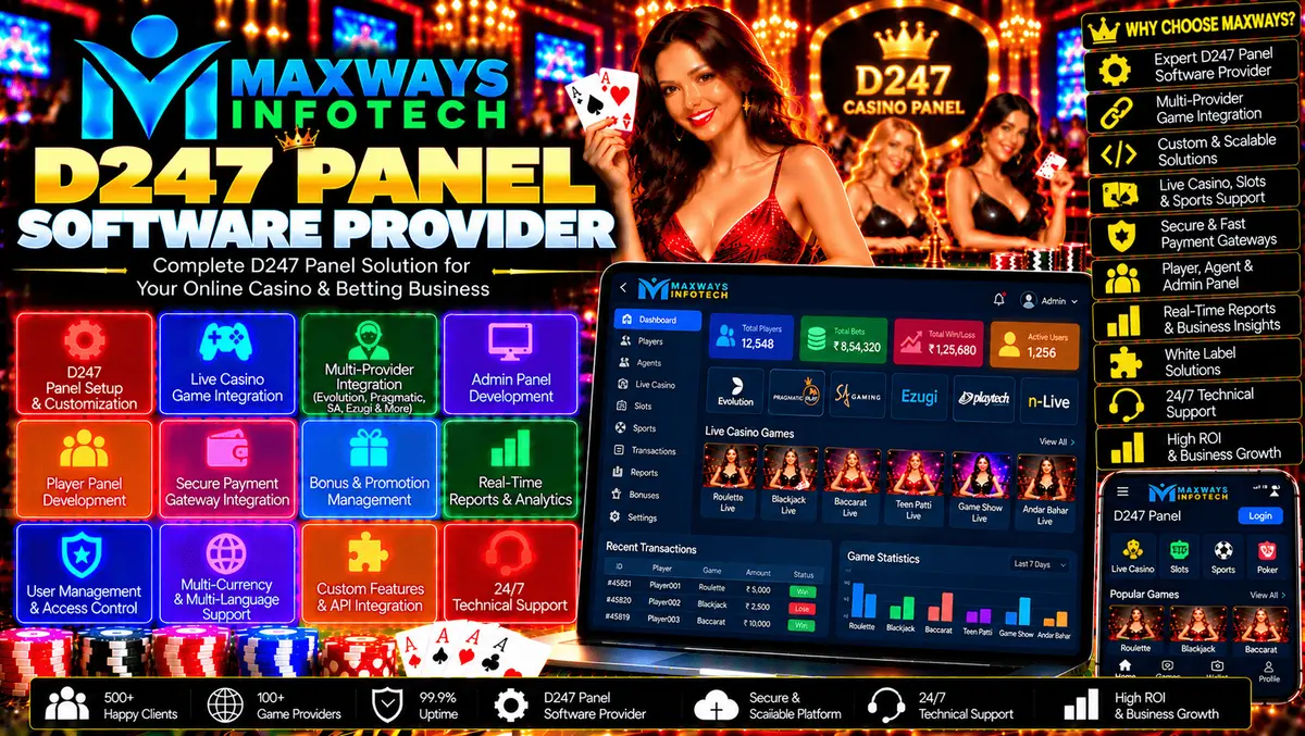D247 panel software provider interface featuring an administrative dashboard, platform management tools, and software integration components.