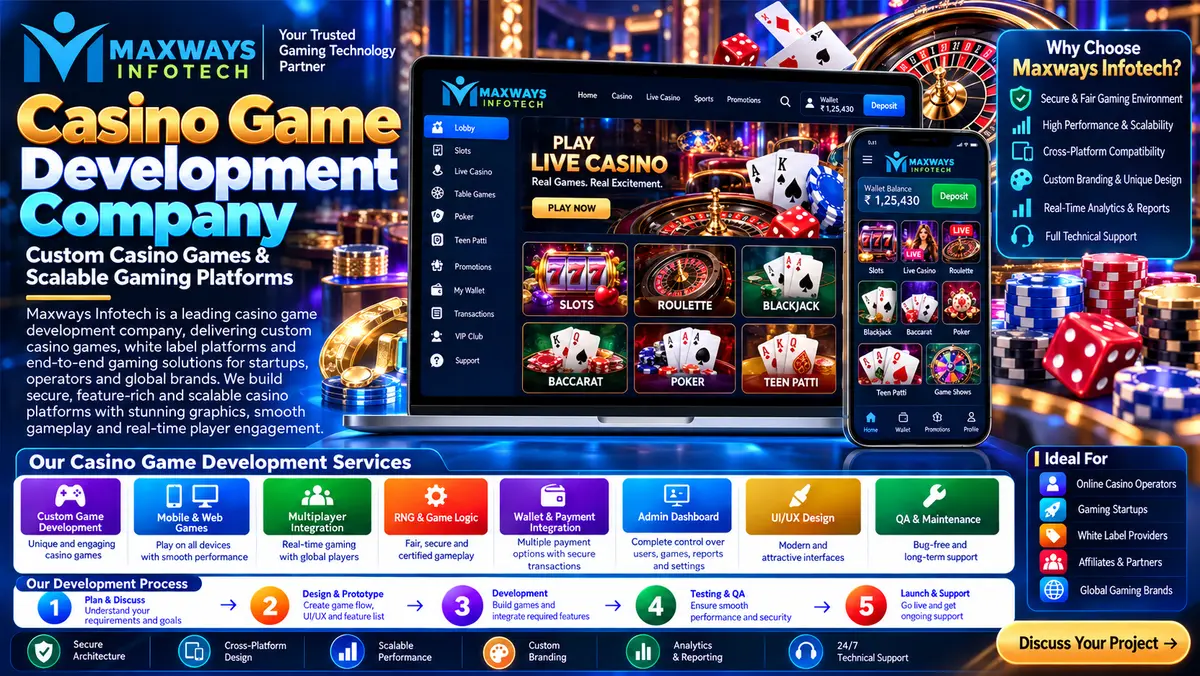 Casino game development dashboard showing custom g