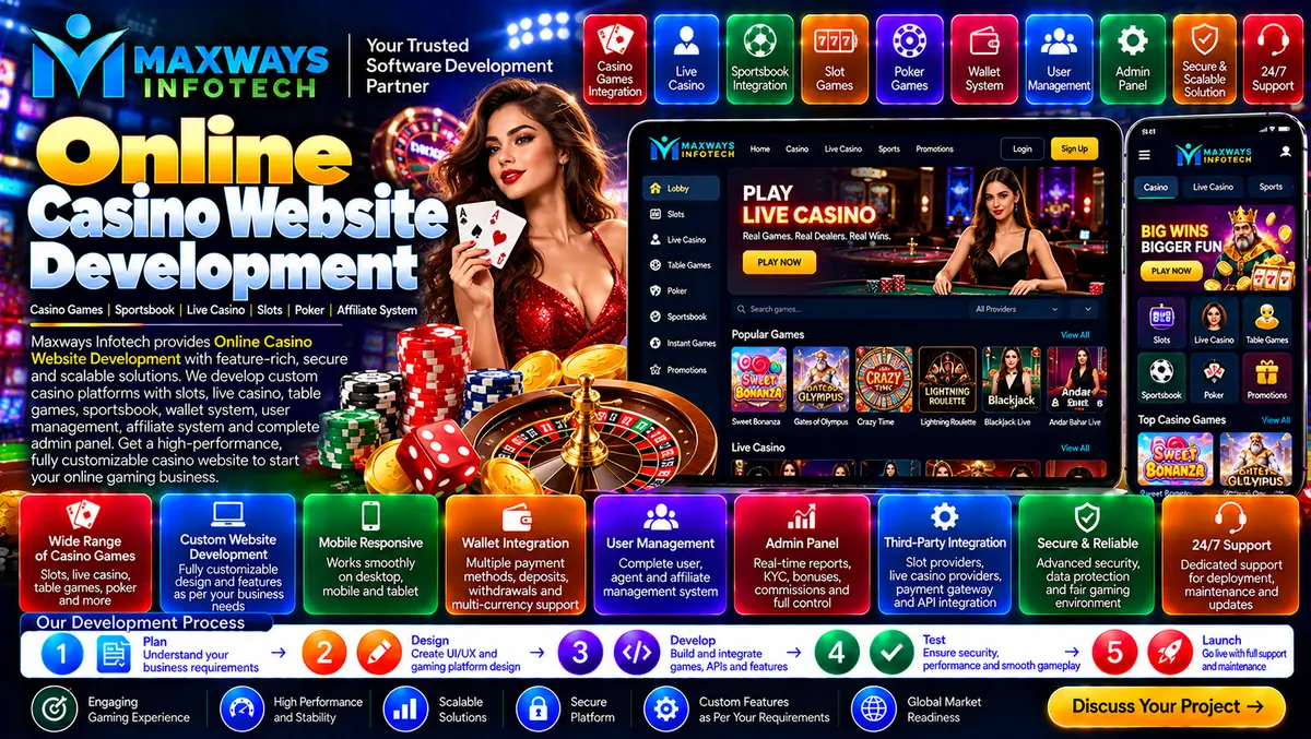 Online Casino Website Development interface showin