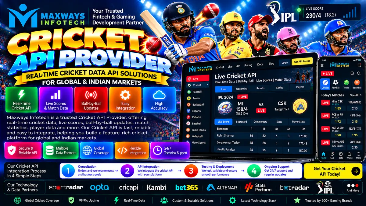 Cricket data provider dashboard concept showing ma