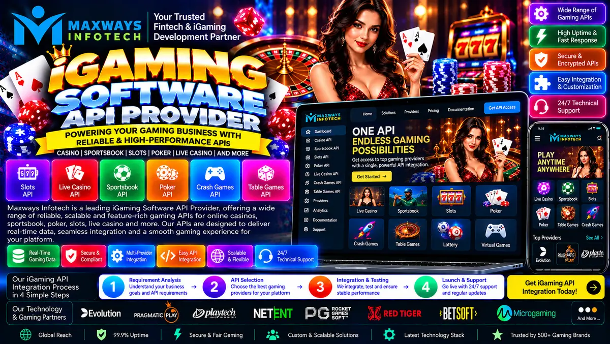 iGaming software API provider concept showing conn