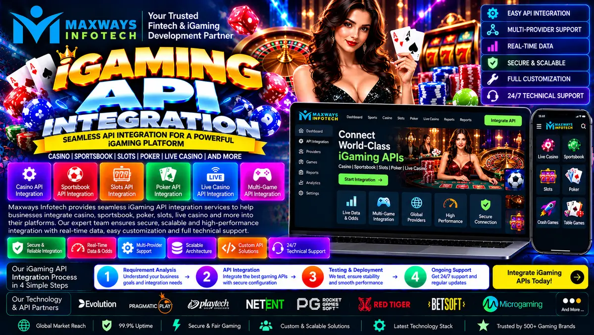 iGaming API integration workflow connecting gaming