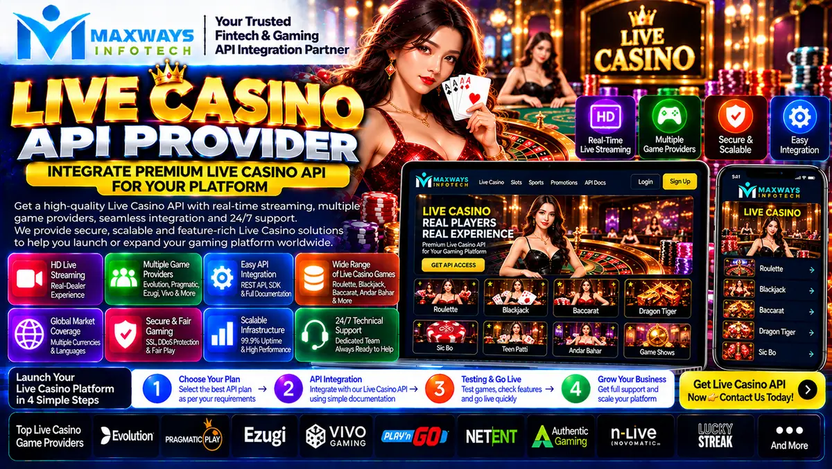 Live casino API provider evaluation showing softwa