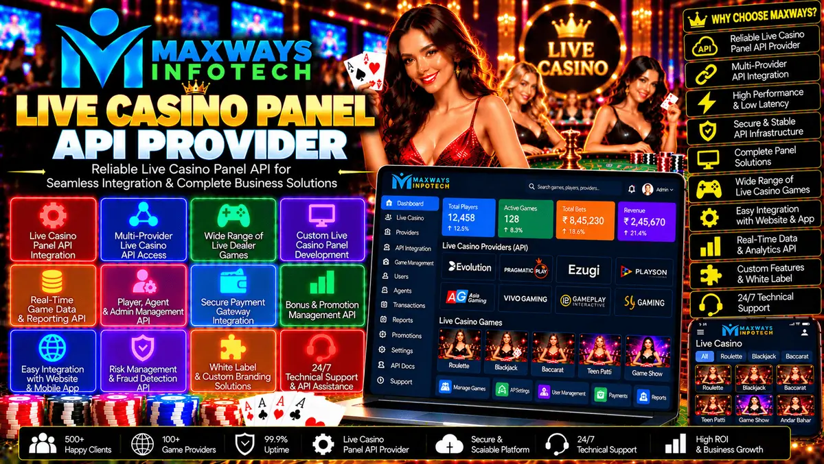 Live casino panel API integration dashboard showing secure platform connectivity, API monitoring, and administration tools