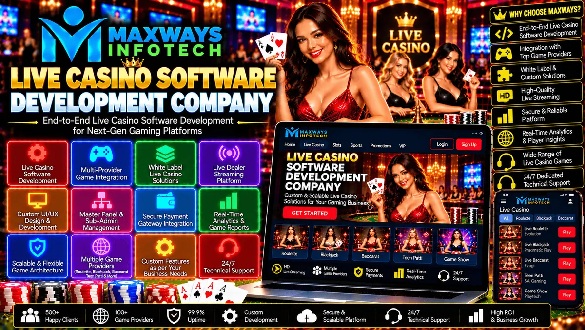 Live casino software development company designing a gaming platform with API integration, backend services, responsive interfaces, and security contr