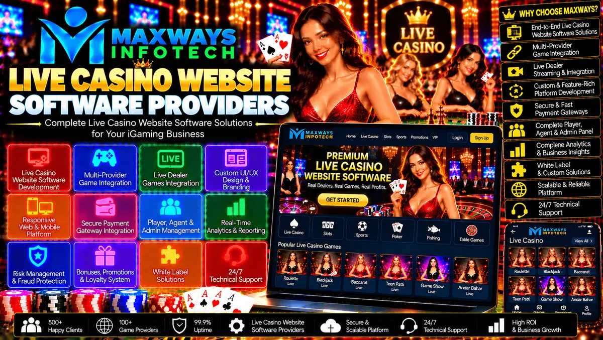 Live casino website software providers offering platform technology, responsive website interfaces, API integration, and administrative tools.