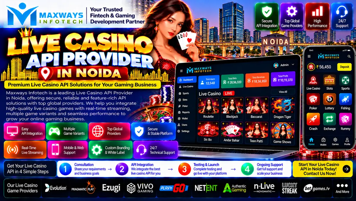 Live casino API provider evaluation in Noida illus